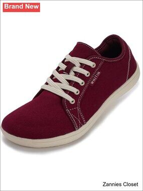 ✨WHITIN Wide Toe Box Canvas Barefoot Sneakers Low Top Lace Up Minimalist